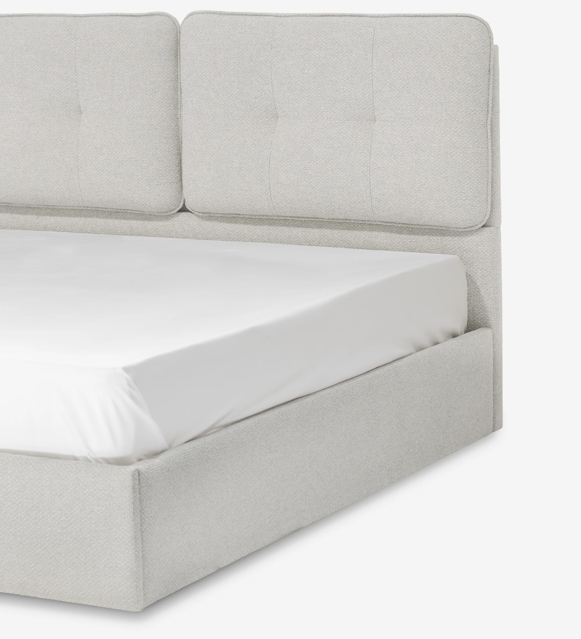 Cama Doble Lagos tapizada blanca con cabecero acolchado y colchón
