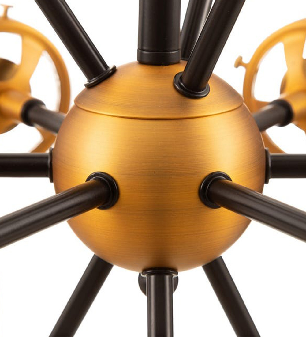 Estructura de metal dorado, esfera de cristal.