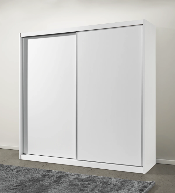 Wardrobe with 2 sliding doors, with 2 drawer module inside, white oak structure.