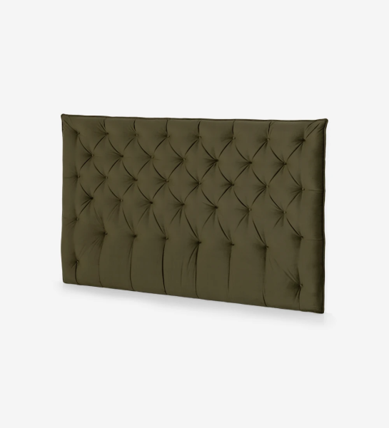 Headboard upholstered in fabric.