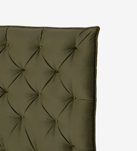 Headboard upholstered in fabric.