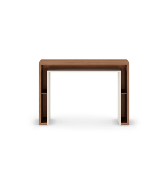 Walnut console, with pearl interior detail.