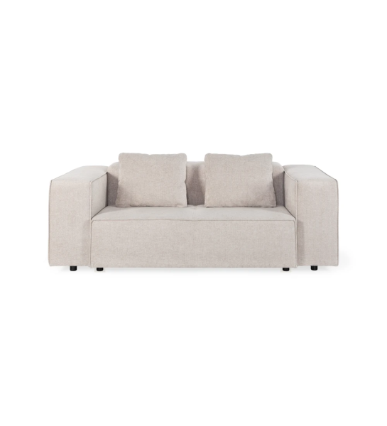 Sofá Rio 2 plazas tapizado en tela beige, 213 cm.