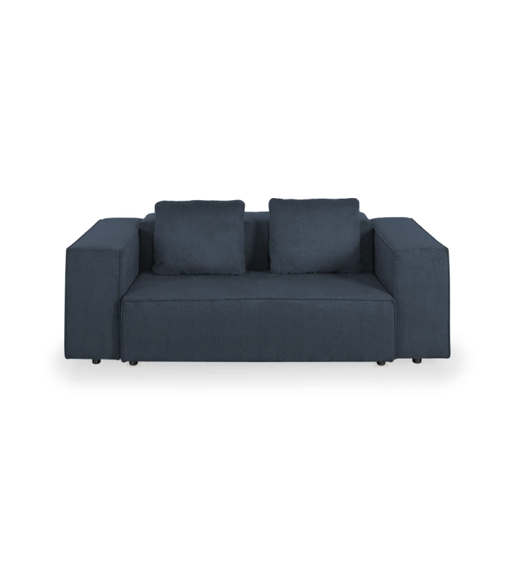 Rio 2-seater sofa upholstered in blue fabric, 213 cm.