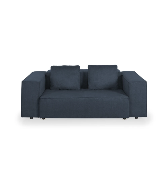 Canapé Rio 2 places recouvert en tissu bleu, 213 cm.