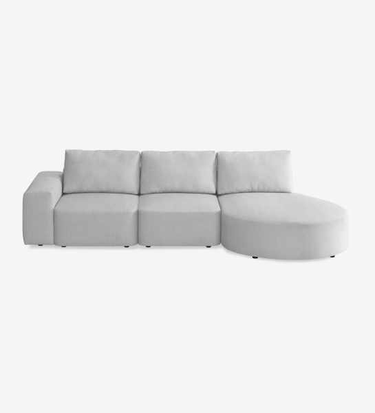 Paris sofa with right-side round chaise longue in light gray velvet