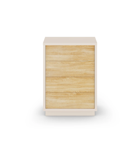 Dresser with 4 drawers in natural oak, with structure in pearl.