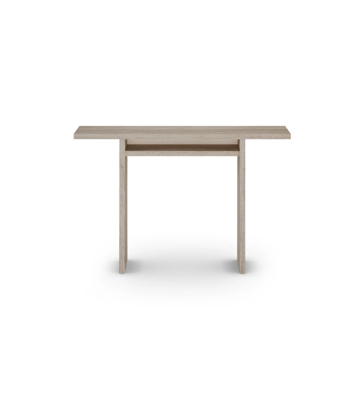 Rectangular console in decapé oak.