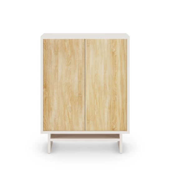 Vaisselier avec 2 portes en chêne naturel, avec structure en perle.