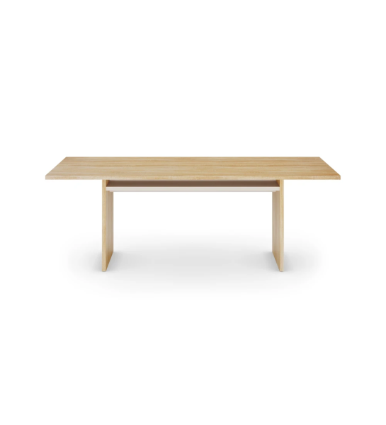 Mesa de comedor Dallas rectangular 150 x 90 cm, en roble natural, balda perla.