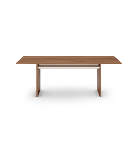 Mesa de comedor Dallas rectangular 150 x 90 cm, en nogal, balda perla.
