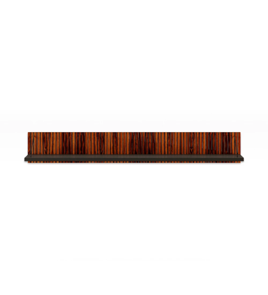 Cannes shelf in black, high gloss palissander back with friezes, 195 x 28 cm.