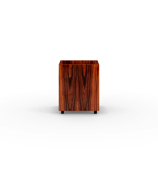 Suporte para vasos, em palissandro alto brilho, pés em negro.