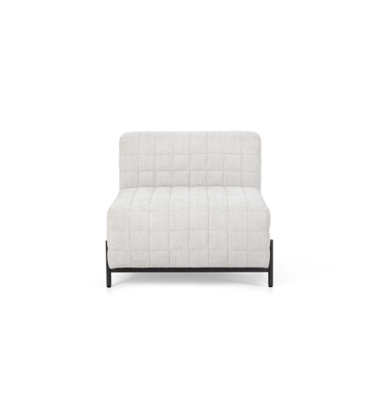 Maple Cannes tapizado en tela perla, pies en metal lacado negro, 85 cm.