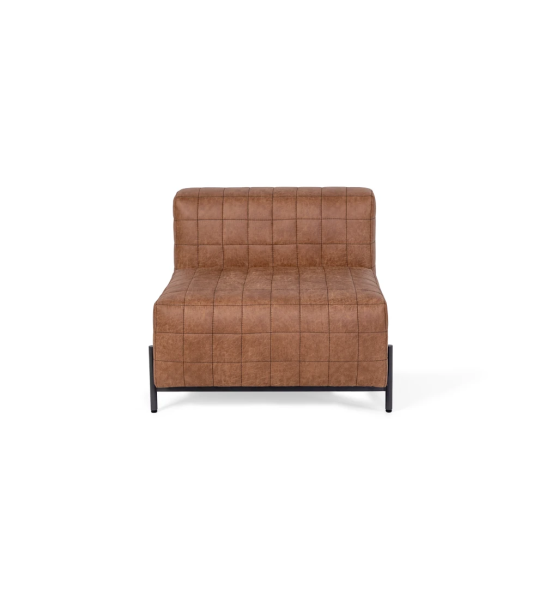 Maple Cannes recouvert en tissu camel, pieds en métal laqué noir, 85 cm.