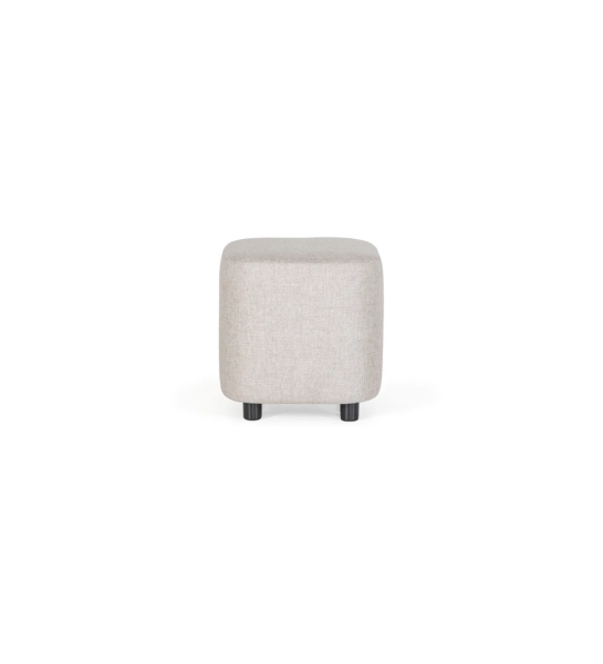 Cannes square puff, upholstered in gray fabric, black feet, 40 x 40 cm.
