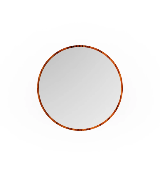 Miroir rond avec cadre en palissandre brillant