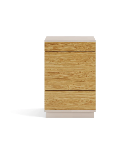 Dresser with 4 natural oak drawers, pearl structure.