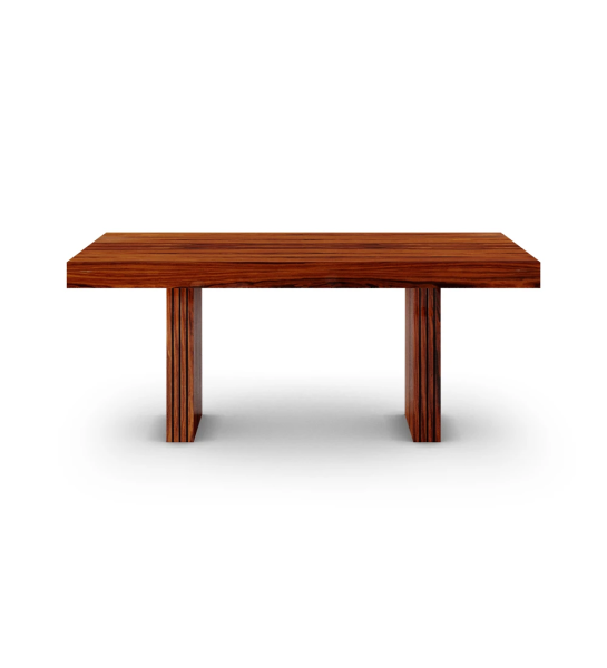 Mesa de jantar Cannes retangular 180 x 100 cm, em palissandro alto brilho, pés com frisos.