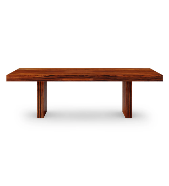 Cannes rectangular dining table 250 x 110 cm, in high gloss palissander, slatted feet.