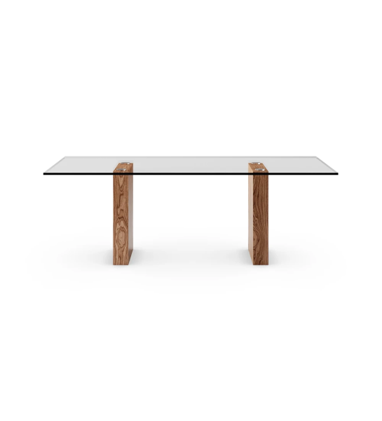 Cannes rectangular dining table 200 x 98 cm, glass top, walnut feet.
