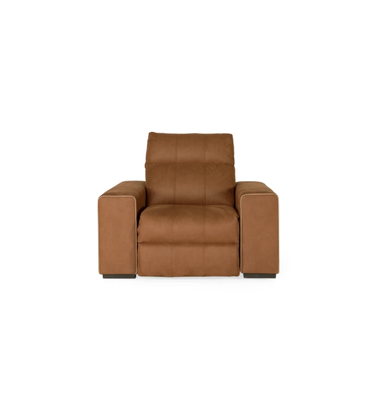 Maple Nice tapizado en tela camel, sistema relax, 125 cm.