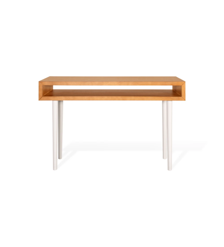 Module in honey oak, pearl lacquered legs