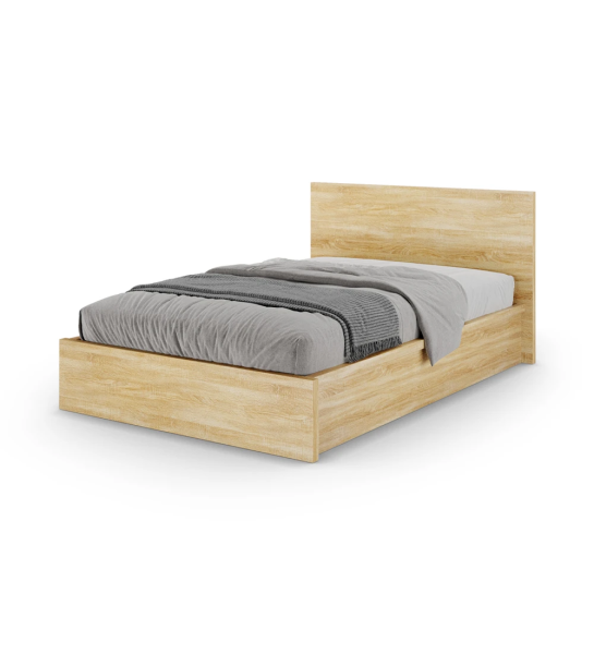 Oslo single bed in natural oak, storage via lifting platform.