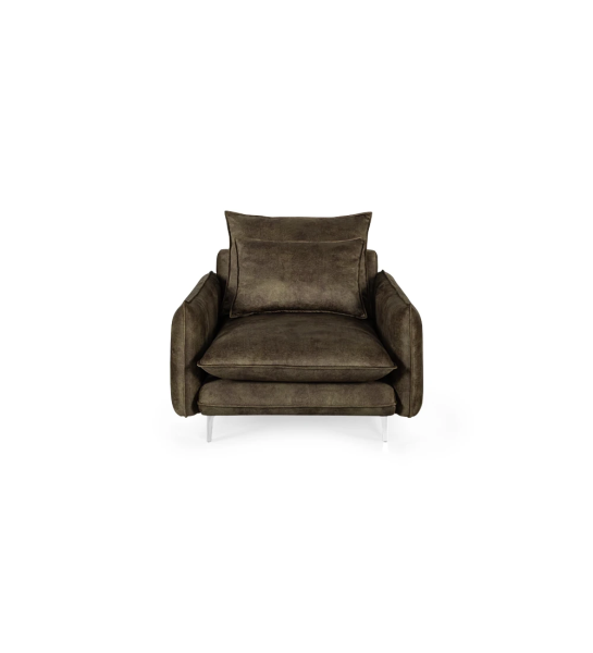 Maple Veneza recouverte en tissu vert, pieds en métal, 85 cm.