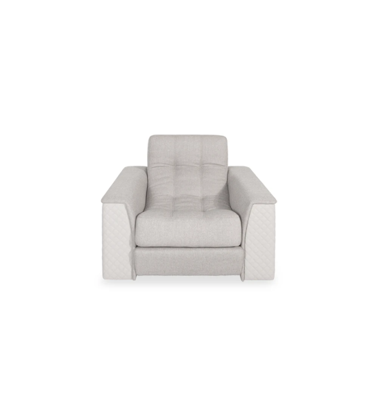 Maple Londres estofado a ecopele e tecido light grey, 120 cm.