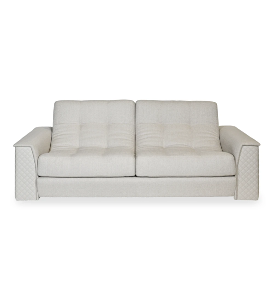 Canapé Londres 3 places recouvert en tissu beige, 230 cm.