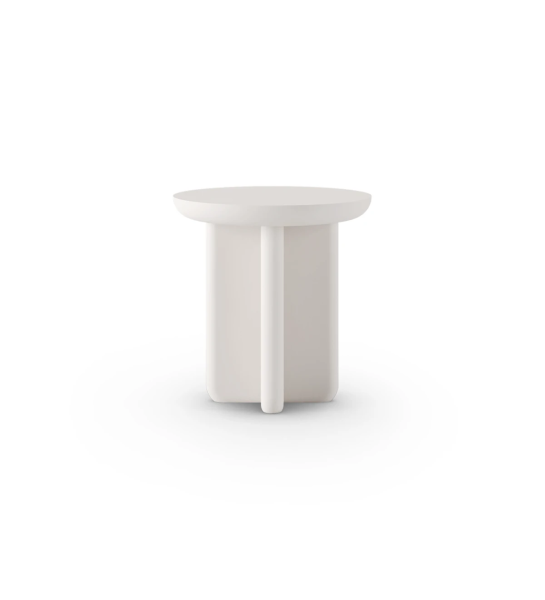 Mesa de apoio Mónaco redonda em lacado pérola, Ø 45 cm.