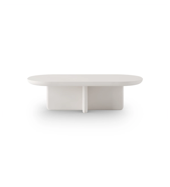 Mesa de centro Mónaco rectangular, lacada perla, 120 x 60 cm.