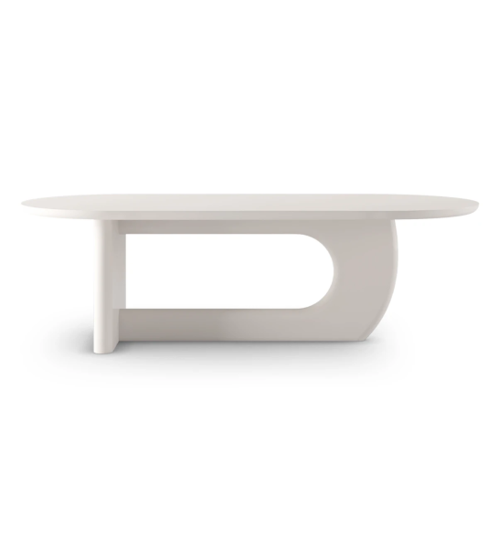 Mesa de comedor ovalada Monaco 200 x 105 cm, lacada perla.