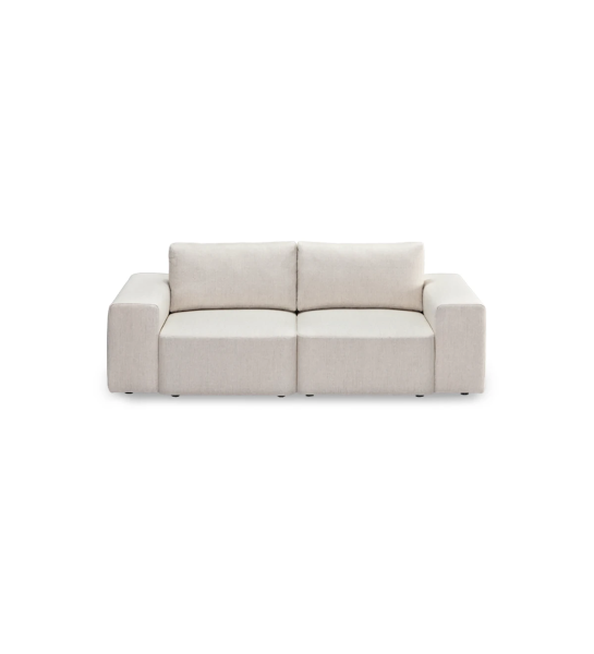 Canapé Paris 2 places recouvert en tissu beige, 216 cm.
