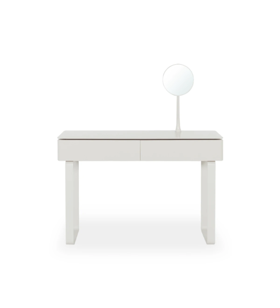 Dressing table with 2 drawers, frame and pearl lacquered metal feet.