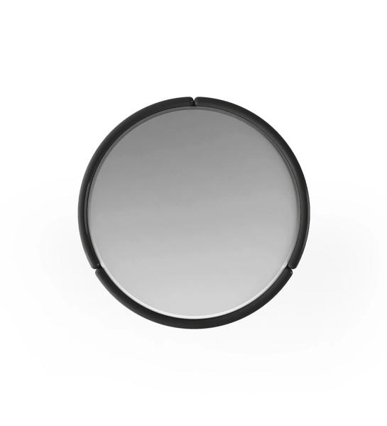 Black lacquered round mirror