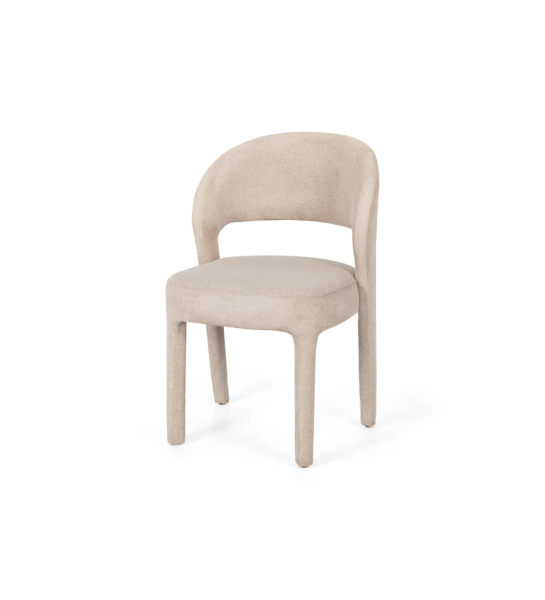 Chaise rembourrée en tissu.