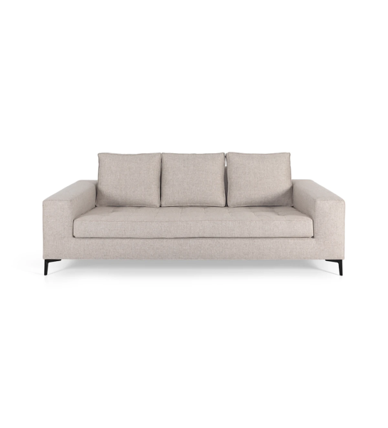 Barcelona 3-seater sofa upholstered in toffee fabric, black lacquered metal feet, 224 cm.