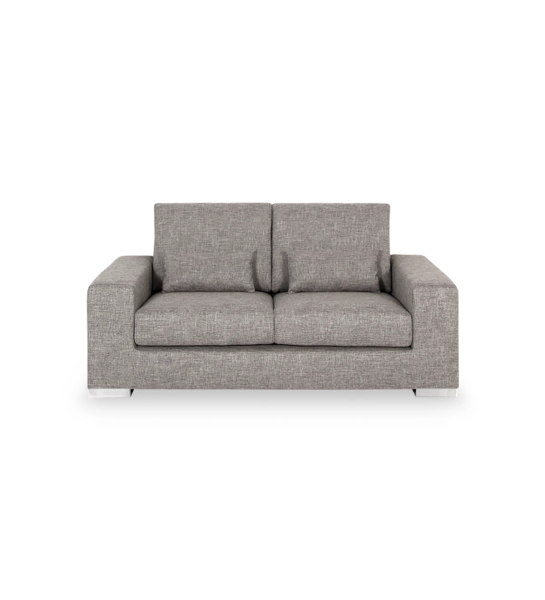 Sofá Geneve 2 plazas tapizado en tela gris, 181 cm.