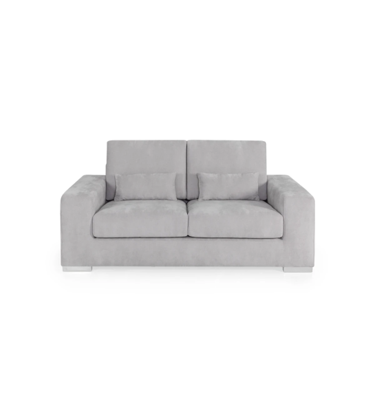 Canapé Geneve 2 places recouvert en tissu gris clair, 181 cm.