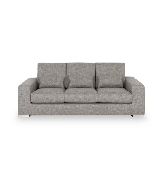 Geneve 3-seater sofa upholstered in gray fabric, 224 cm.
