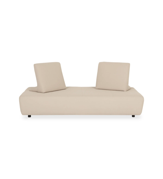 Florença sofa bed upholstered in beige fabric, removable back cushions, 200 cm.
