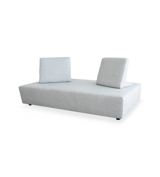 Florença sofa bed upholstered in light gray fabric, removable back cushions, 200 cm.