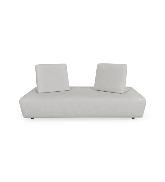 Florença sofa bed upholstered in light gray fabric, removable back cushions, 200 cm.