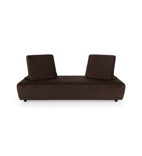 Florença sofa bed upholstered in brown fabric, removable back cushions, 200 cm.