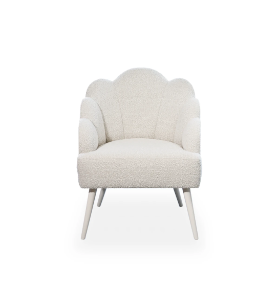 Lisboa armchair upholstered in pearl fabric, pearl lacquered feet.