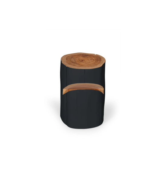 Mesita de noche en madera de cryptomeria natural lacada en negro