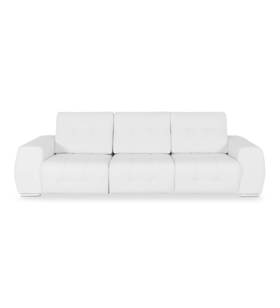 Canapé Madrid 3 places recouvert en éco-cuir blanc, 286 cm.