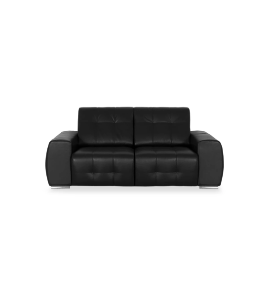 Canapé Madrid 2 places recouvert en éco-cuir noir, 213 cm.